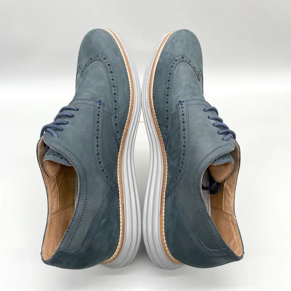 Cole Haan OriginalGrand Wingtip Oxford Mens 11.5 Navy Blue Nubuck Sneaker Shoes